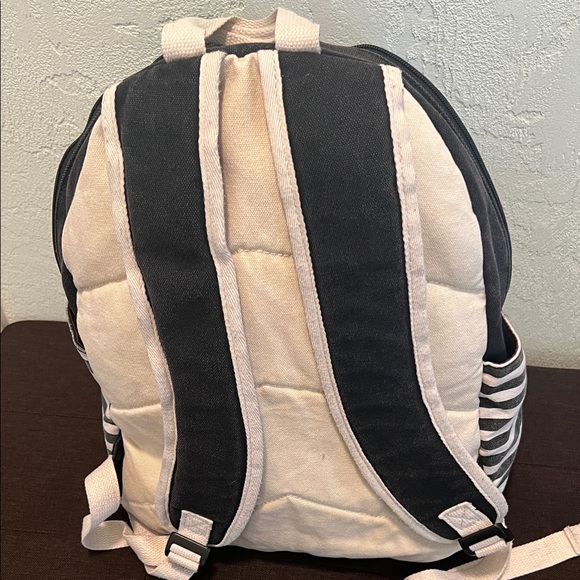 #1201: Unisex Deep Dark, Brown, Navy Blue & Tan Striped Backpack Monkey 🐵 - Picture 5 of 12